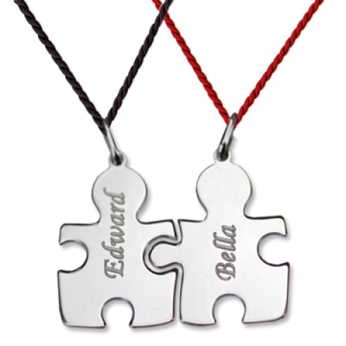 Anhänger Puzzle doppelt mit Name silber
