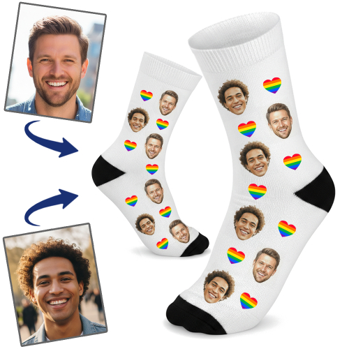 Bedruckte Socken mit Gesichtern im Malerei-Stil