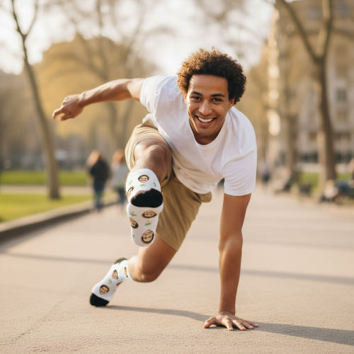 Bedruckte Socken mit Gesichtern im Malerei-Stil