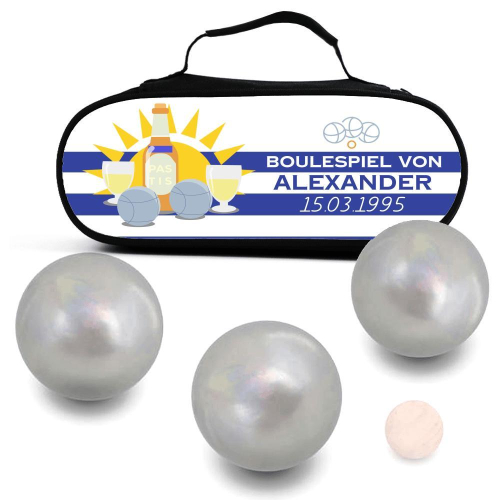 Personalisierte Tasche f&uuml;r Boule-Kugeln Lik&ouml;r
