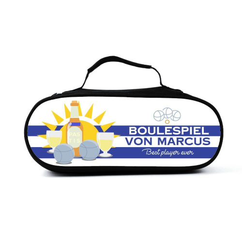 Personalisierte Tasche f&uuml;r Boule-Kugeln Lik&ouml;r