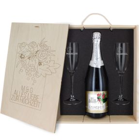 3-teiliges Champagner-Set Rosenstrauß