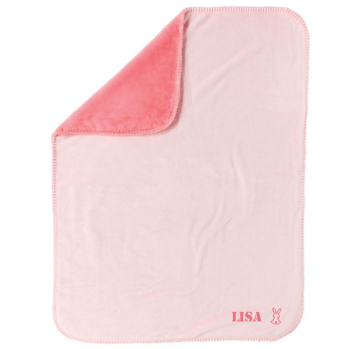 Decke Extra-Weich zweifarbig mit Stickerei rosa