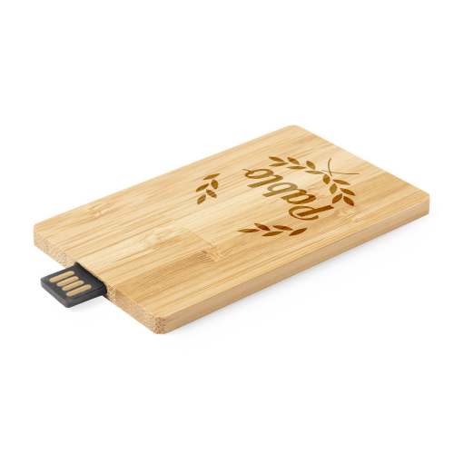 Drehbarer USB-Flash-Stick 16 GB aus graviertem Bambus