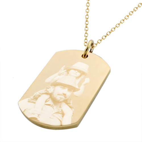 Dogtag mit Fotogravur - rechteckig - goldfarben
