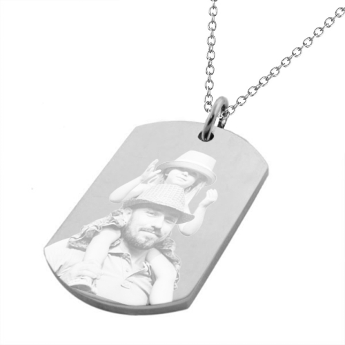 Dogtag mit Fotogravur - rechteckig - silberfarben
