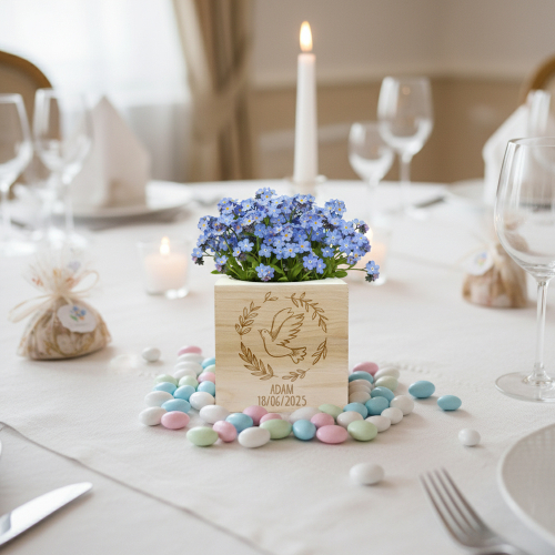 EcoCube mit Gravur Taube Taufe