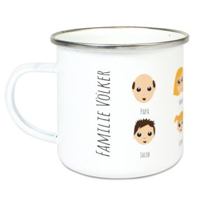 Personalisierte Emaille-Tasse We are Family