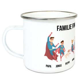 Personalisierte Emaille-Tasse Superhelden