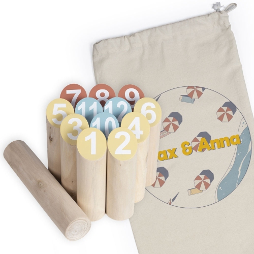 Finnisches Kegelspiel mit personalisierter Tasche Urlaub am Meer