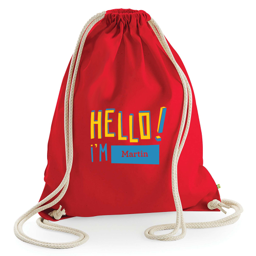 Freizeits-Tasche personalisiert HELLO rot