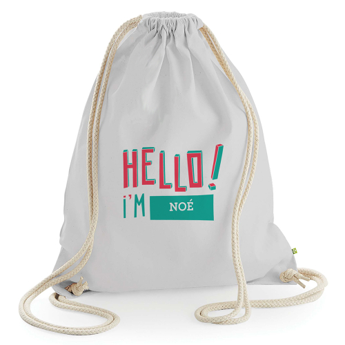 Freizeits-Tasche personalisiert HELLO weiss