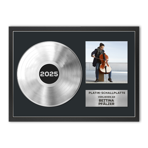 Gerahmtes Poster Goldene oder Platin-Schallplatte mit Foto