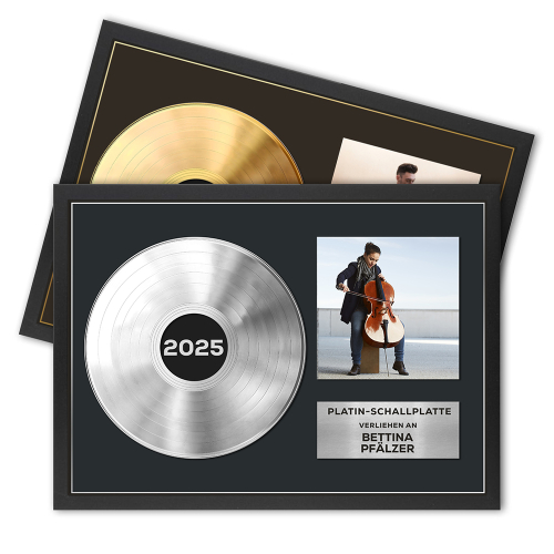 Gerahmtes Poster Goldene oder Platin-Schallplatte mit Foto