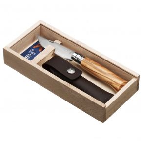 Geschenkset Opinel Nr. 8 graviert aus Olivenholz