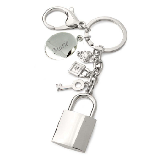 Gravierter Schlüsselanhänger mit Charms