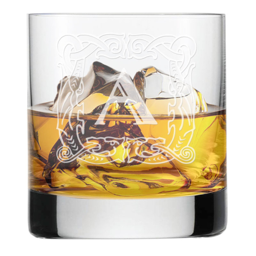 Graviertes Whiskyglas mit Initialen Antiqua