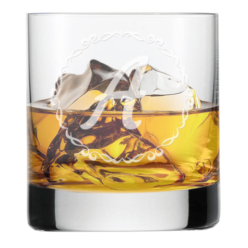 Graviertes Whiskyglas mit Initialen Kreis