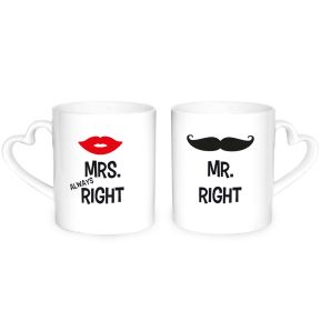 Herztassen "Mr. Right & Mrs. Always Right"