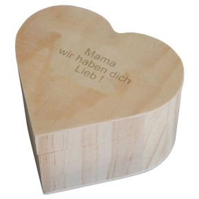 Holzkiste Herz mit Gravur