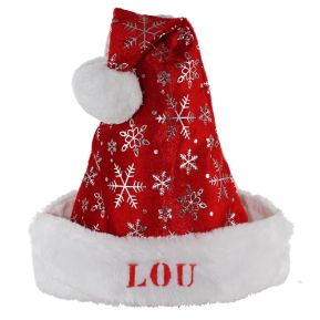 Kinder-Weihnachtsmütze Schneeflocken mit Name