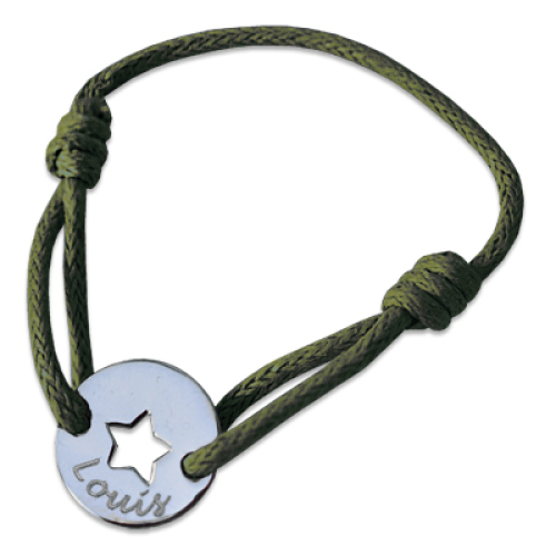 Kinderarmband Ajour-Stern mit Gravur grün