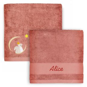 Besticktes Handtuch für Kinder und Babys 70 x 140 cm - Eichhörnchen