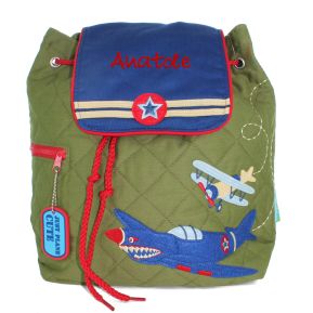 Kinderrucksack Kampfflugzeug mit Name
