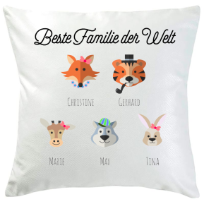 Personalisiertes Kissen tierische Familie