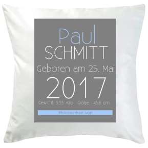 Kissen zur Geburt Design personalisiert