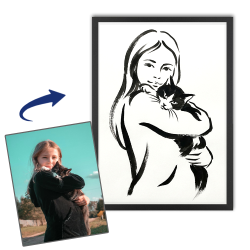 K&uuml;nstlerisches Portr&auml;t im Stil der Tuschemalerei