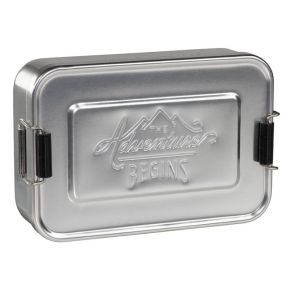 Silberfarbene Lunchbox Gentlemen's Hardware "The Adventure Begins"