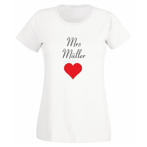 T-Shirt 2er Set mit Namen Herzmotiv Mrs.