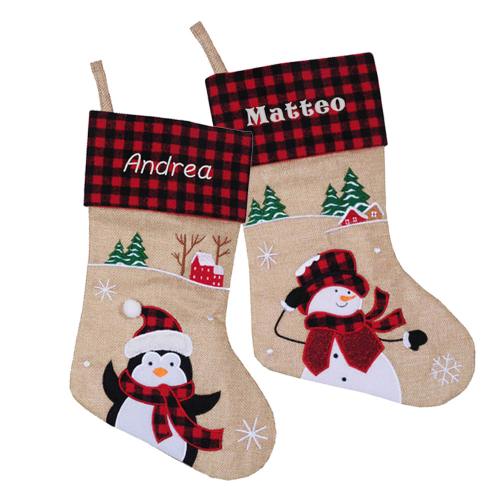 Personalisierte Nikolausstiefel Karomuster