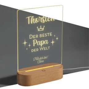 Gravierte LED-Lampe aus Plexiglas für Papa