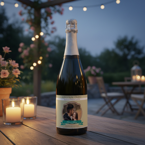 Champagnerflasche mit Foto