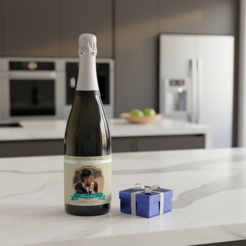 Champagnerflasche mit Foto