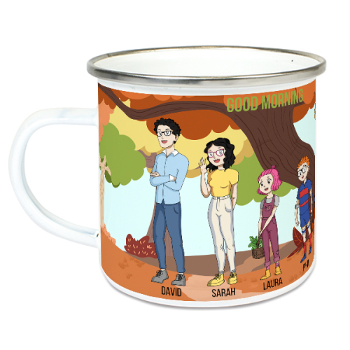 Personalisierte Emaille-Tasse Manga Family