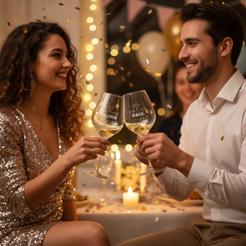 Personalisierte Geschenkbox mit 2 Weingläsern Cheers