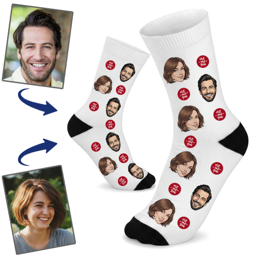 Personalisierte Socken mit illustrierten Gesichtern