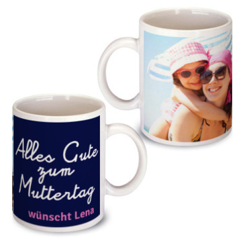 Personalisierte Tasse zum Muttertag blau