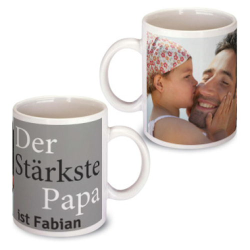 Personalisierte Tasse zum Vatertag grau