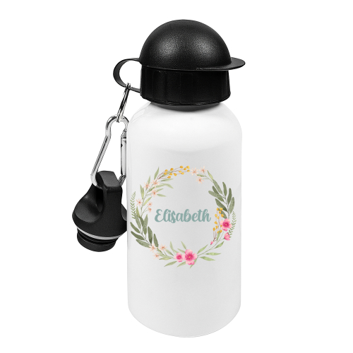 Personalisierte Trinkflasche Blumenrahmen