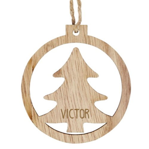 Personalisierte Weihnachtskugel aus Holz Tannebaum