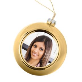 Personalisierte Weihnachtskugel gold mit Foto