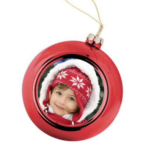 Personalisierte Weihnachtskugel rot mit Foto