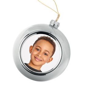 Personalisierte Weihnachtskugel silber mit Foto