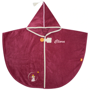 Personalisierter Badeumhang fr Kinder Maus Himbeere