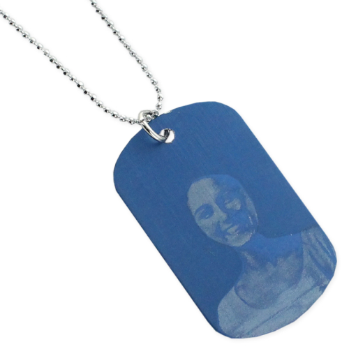 Personalisierter Dog-Tag Anhänger mit Foto blau