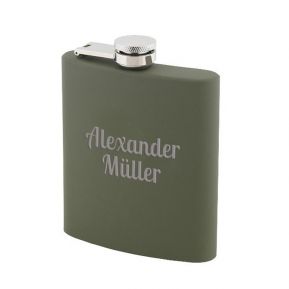 Personalisierter Flachmann mit Silikon khaki